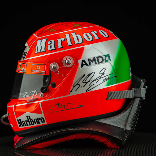 LOT 512 - Michael Schumacher Signed 2004 Scuderia Ferrari Replica Helmet - With HANS