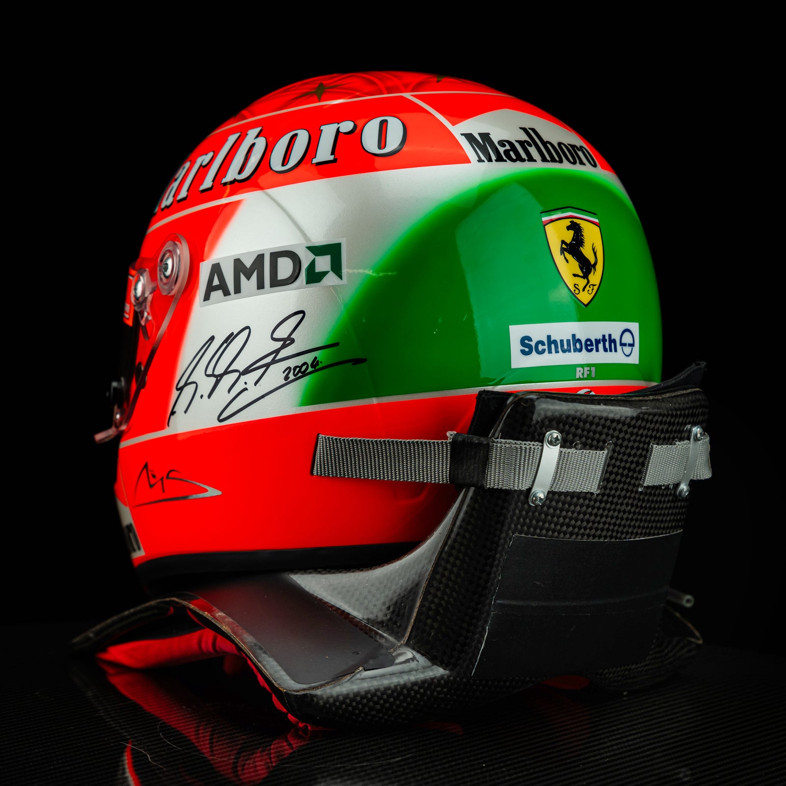 Michael Schumacher 2004 Helmet - Monza Replica Signed with HANS device