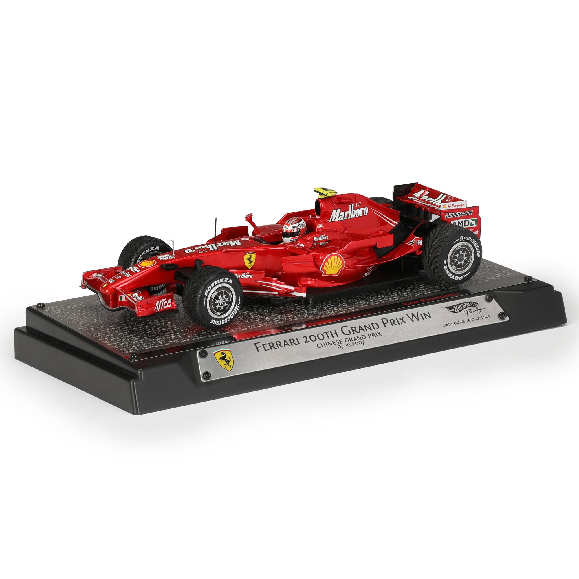 Kimi Räikkönen 2007 Signed 1:18 Scale Model Ferrari F2007 With Display Case