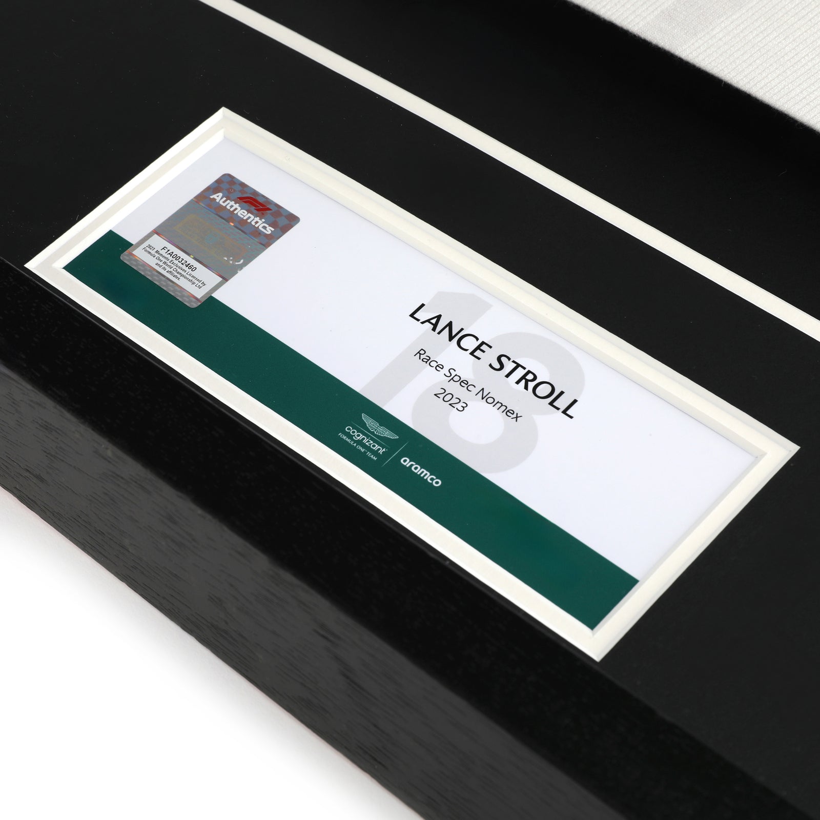 Aston Martin Aramco F1 Team Lance Stroll 2023 race-spec Nomex in premium framed collector display