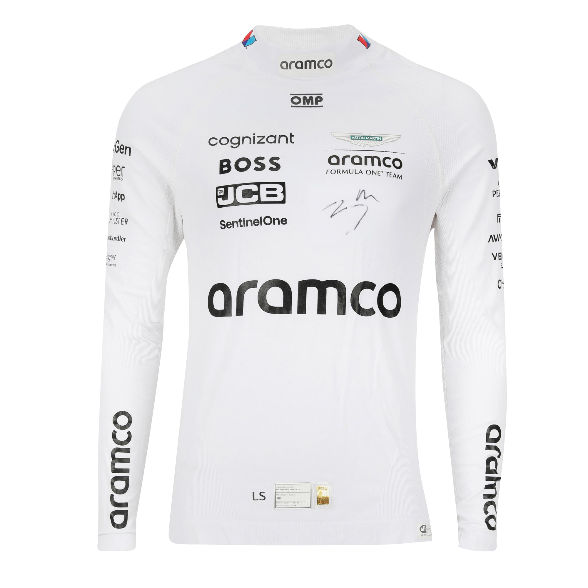 Lance Stroll Signed 2024 Aston Martin Aramco Formula One Team Grand Prix Used Nomex - Italian GP