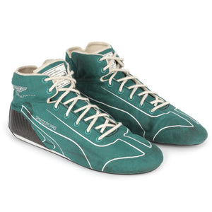 Lance Stroll 2025 Aston Martin Aramco Formula One Team race boots from Pre-Season Testing, authentic Formula 1 testing-used memorabilia and collector display