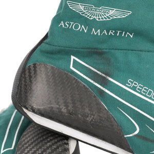Lance Stroll 2025 Aston Martin Aramco Formula One Team race boots used during Pre-Season Testing, premium Formula 1 memorabilia for collectors