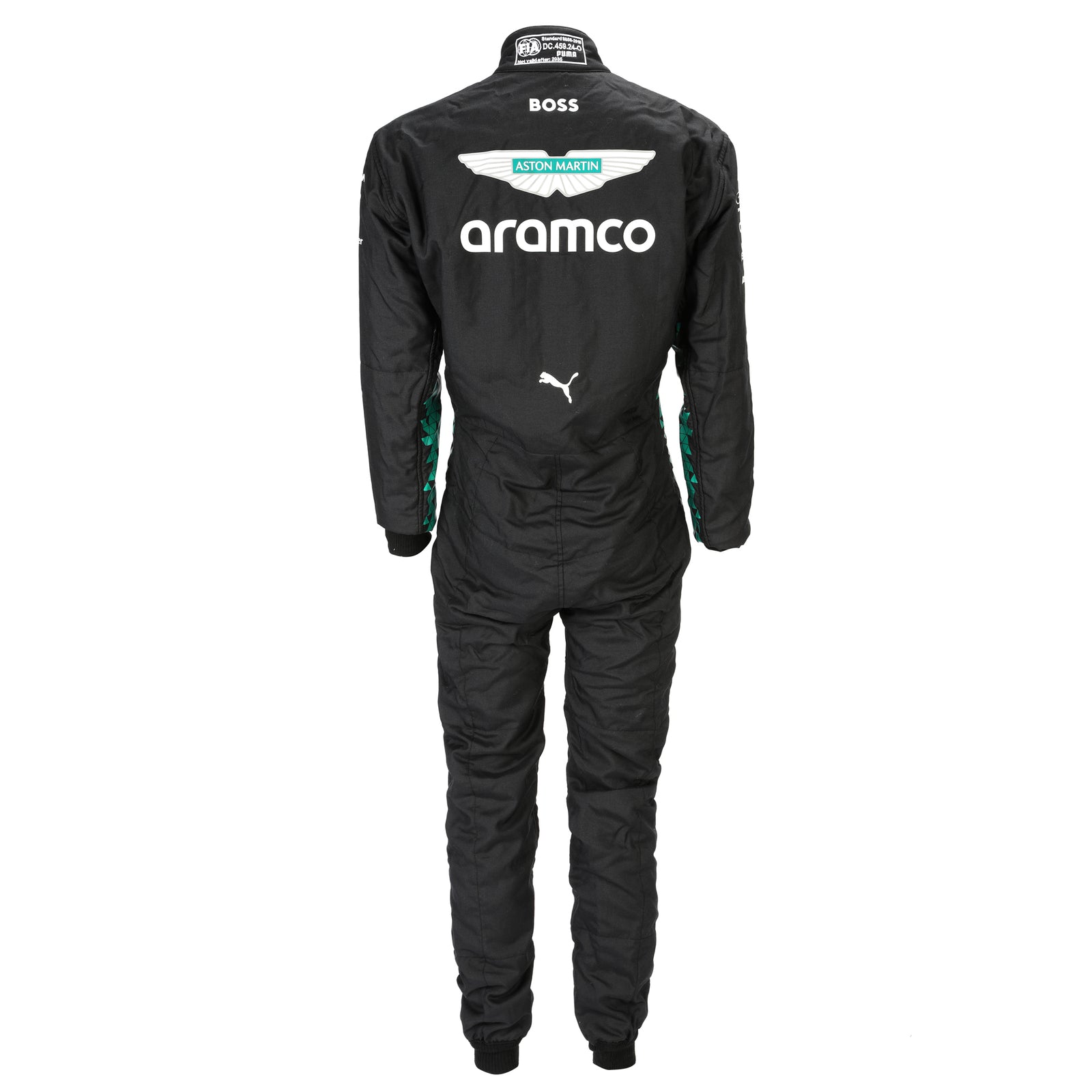 Aston Martin Aramco Formula One Team Lance Stroll 2025 race suit from the Austin GP collector display