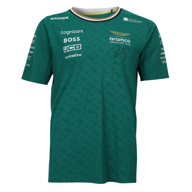 Lance Stroll Signed 2025 Aston Martin Aramco Formula One Team T-Shirt