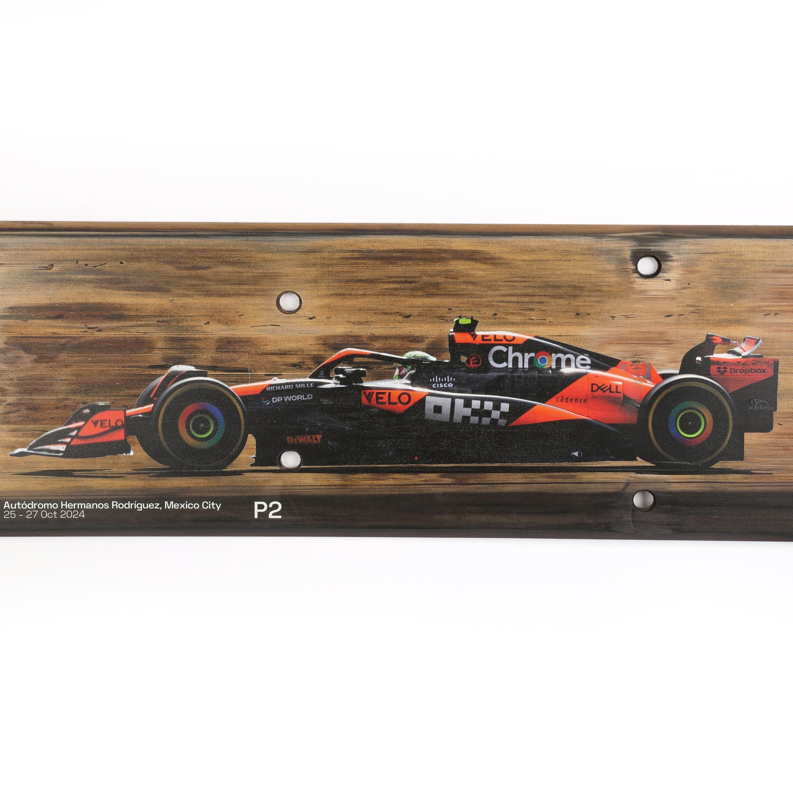 Lando Norris 2024 McLaren F1 Team Race Used Skid Plank Wall Art - Mexico City GP