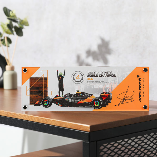 Lando Norris 2025 Grand Prix Used McLaren Skid Plank Piece in Acrylic - Championship Edition