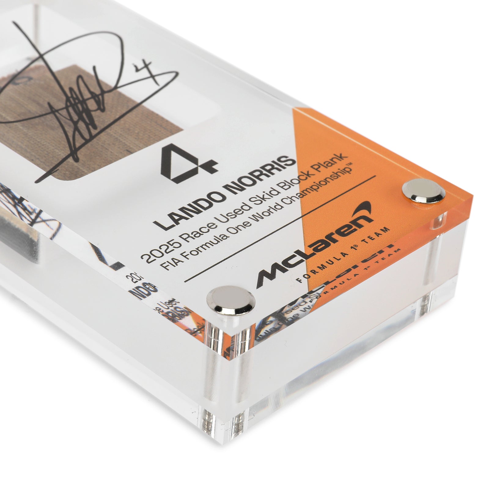 Lando Norris 2025 Grand Prix Used McLaren MCL39 Skid Plank Piece in Acrylic