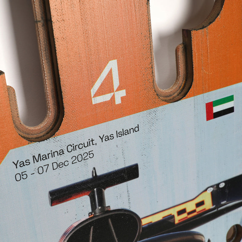 Lando Norris 2025 McLaren Testing Used Front Skid Plank Wall Art - Abu Dhabi GP