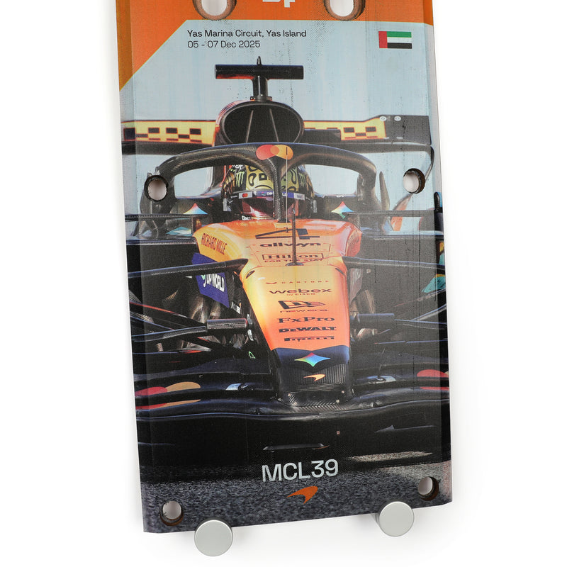 Lando Norris 2025 McLaren Testing Used Front Skid Plank Wall Art - Abu Dhabi GP
