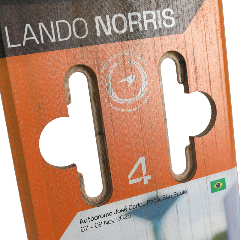 Lando Norris 2025 McLaren Practice Used Front Skid Plank Wall Art - Brazil GP