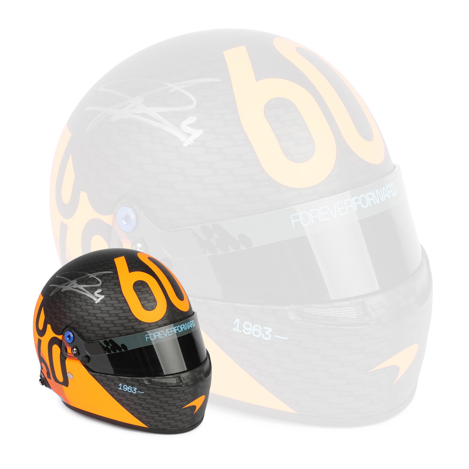Season Launch LOT 403 - Lando Norris & Oscar Piastri 2024 Signed McLaren F1 Team 1:2 Helmet