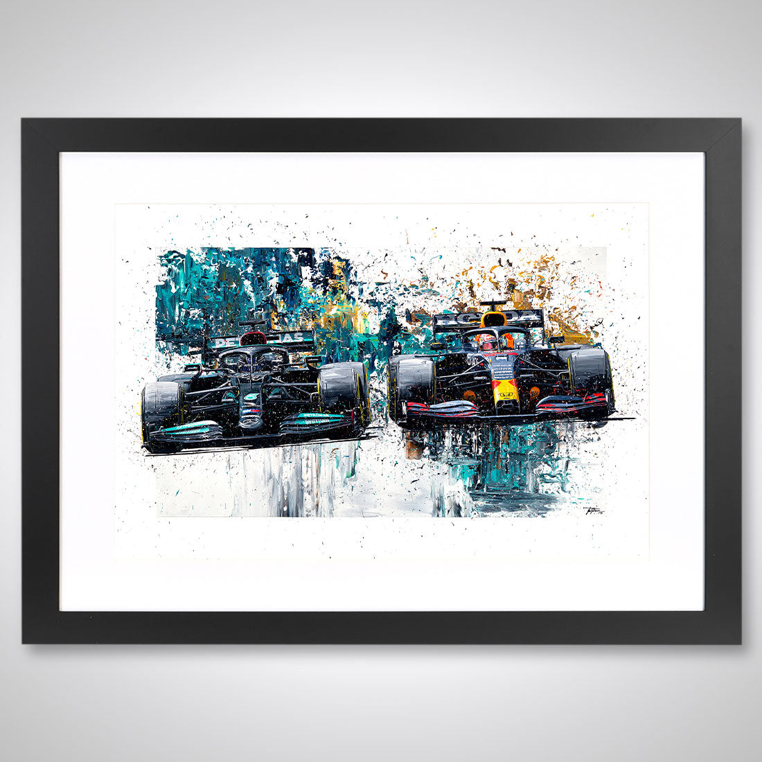 Lewis Hamilton & Max Verstappen 2021 Embellished Print – David Johnson