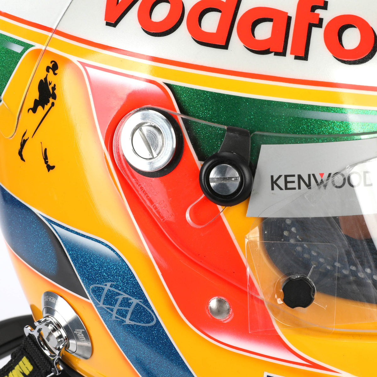 The Austin Auction LOT 062 - Lewis Hamilton 2008 First Championship Season Display Set - Includes Replica Helmet, Race Used Visor & Hans Device