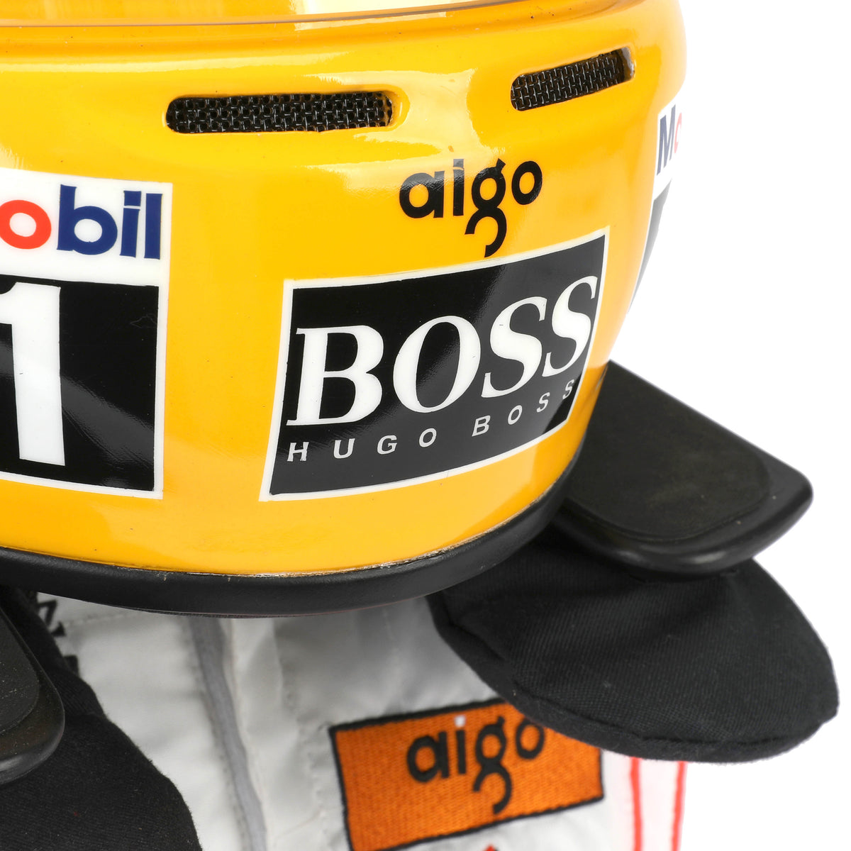 The Austin Auction LOT 062 - Lewis Hamilton 2008 First Championship Season Display Set - Includes Replica Helmet, Race Used Visor & Hans Device
