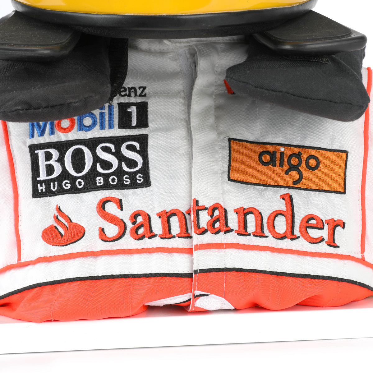 The Austin Auction LOT 062 - Lewis Hamilton 2008 First Championship Season Display Set - Includes Replica Helmet, Race Used Visor & Hans Device