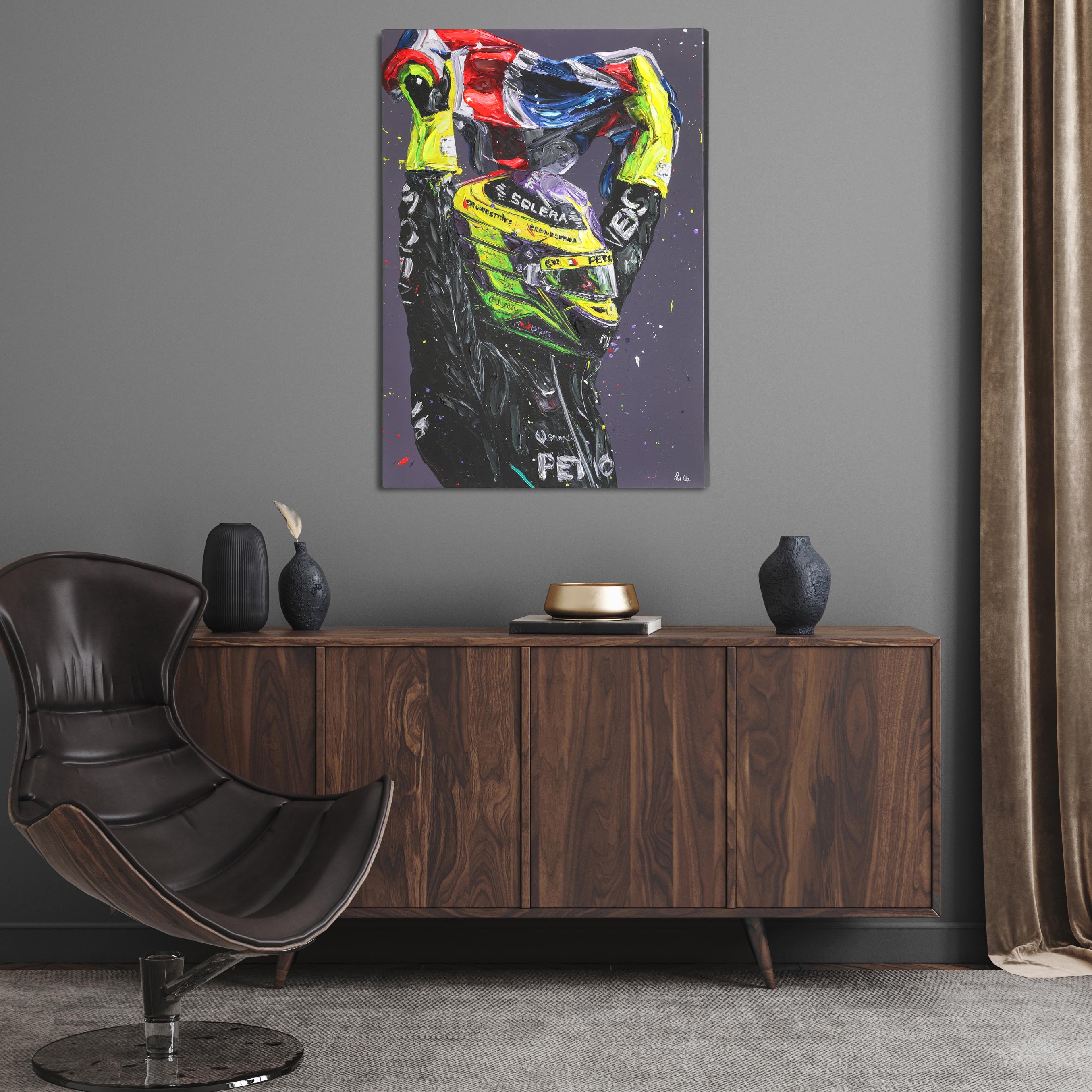 Lewis Hamilton 'Silverstone IX' 2024 Mercedes Hand Embellished Canvas - Paul Oz