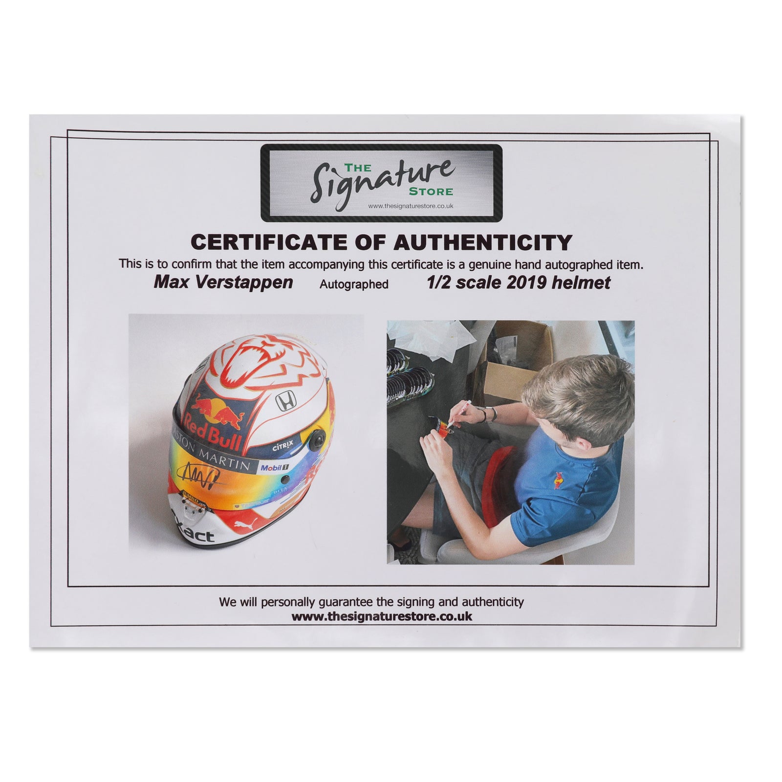 Miami Auction LOT 044 - Max Verstappen 2019 Red Bull 1:2 Scale Helmet – Signed