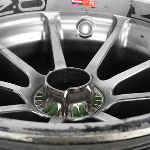 Close-up of Max Verstappen 2020 Oracle Red Bull Racing Front Wheel Rim Table Formula 1 memorabilia detail