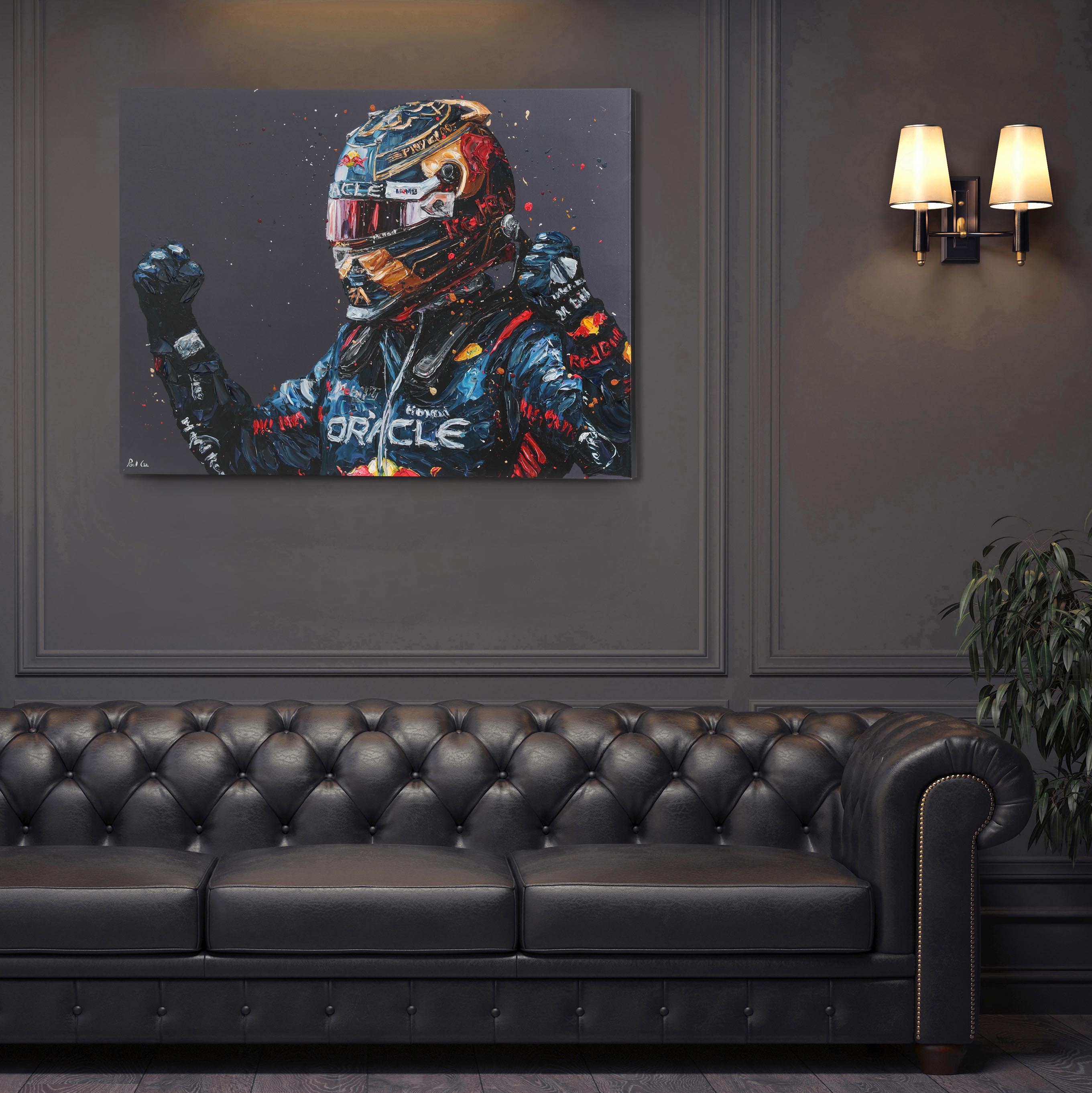 Max Verstappen 'Title Domination' 2023 Red Bull Racing Hand Embellished Canvas - Paul Oz