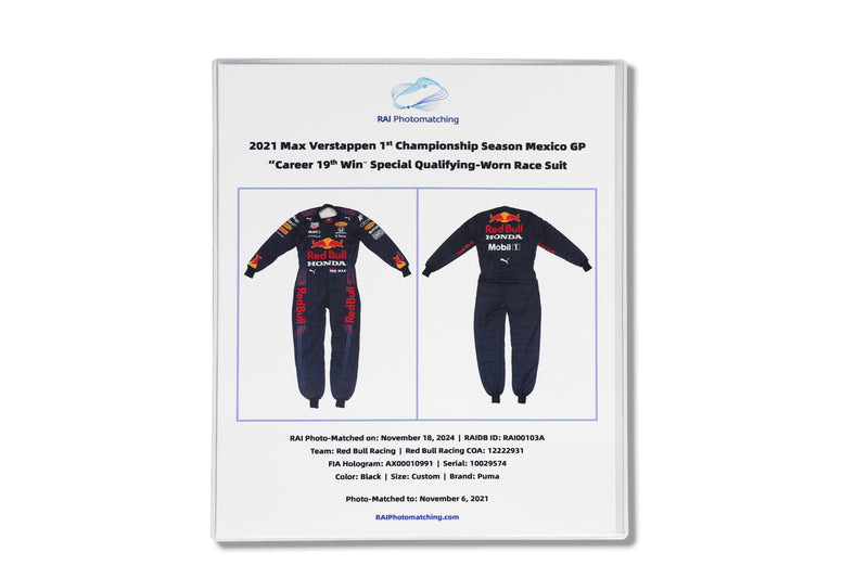 Max Verstappen 2021 Race Worn Suit - Mexican GP