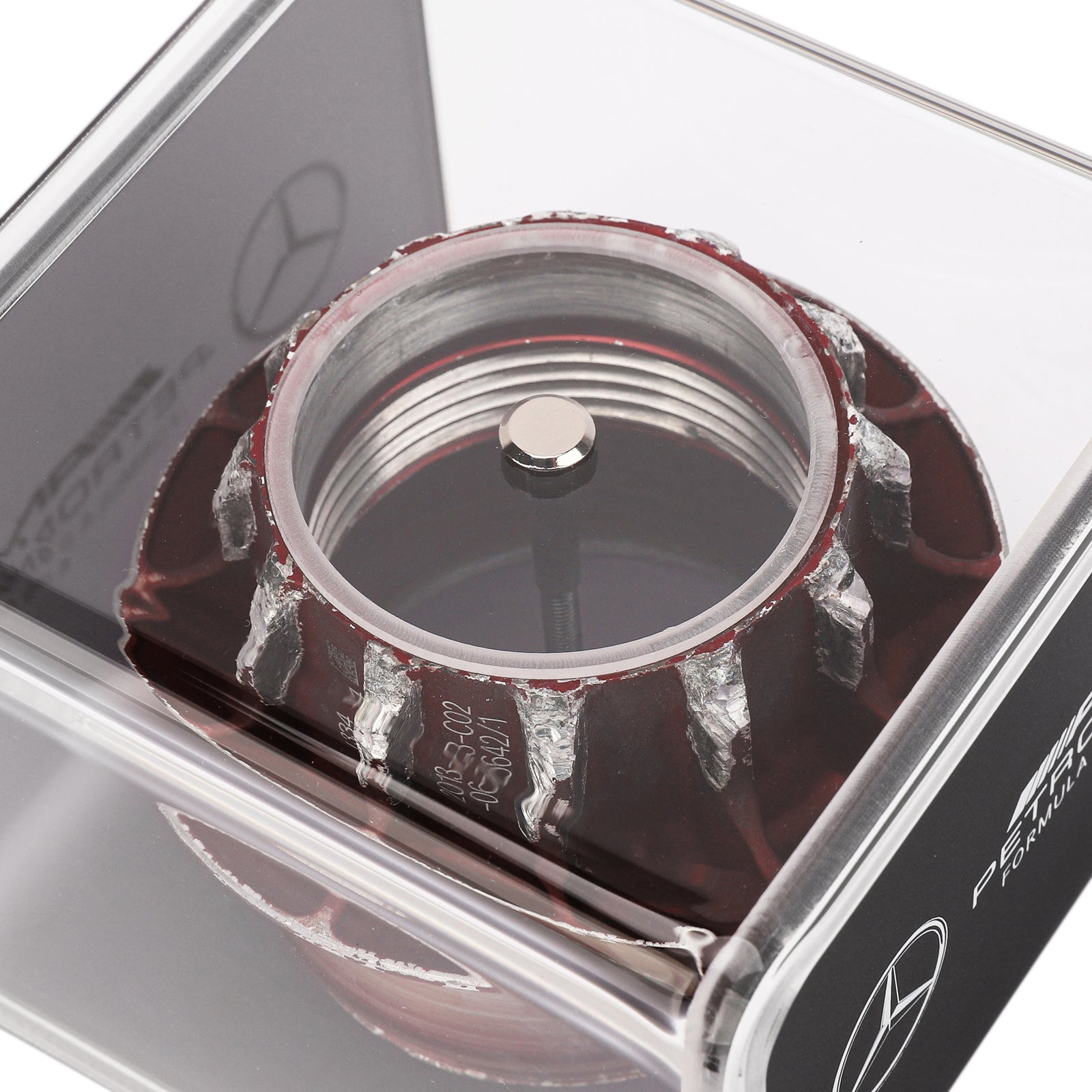 Mercedes-AMG Petronas 2013 Grand Prix Used Red Wheel Nut in Display Case