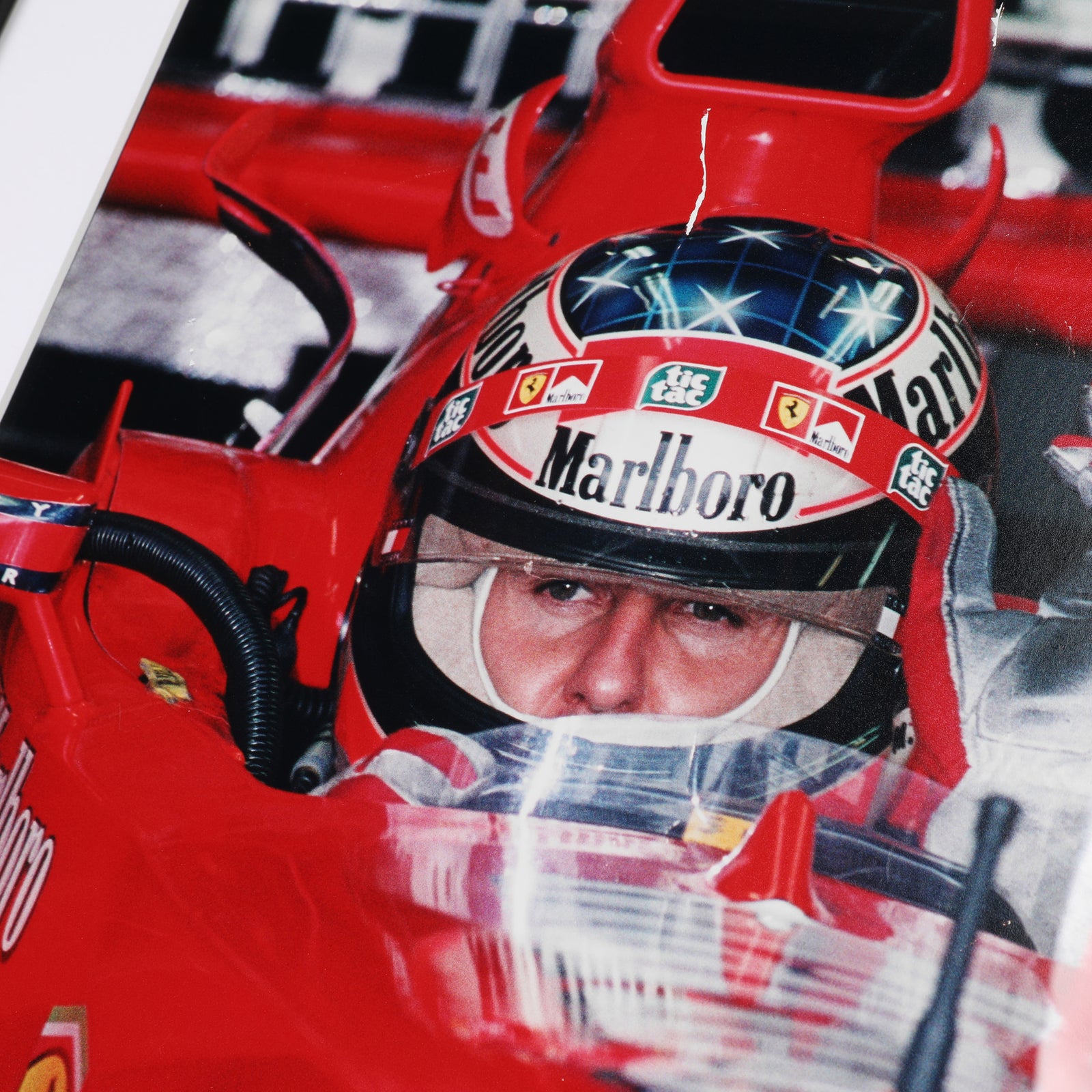Season Launch LOT 040 - Michael Schumacher 2000 Ferrari Picture – Silverstone Test Framed Signed