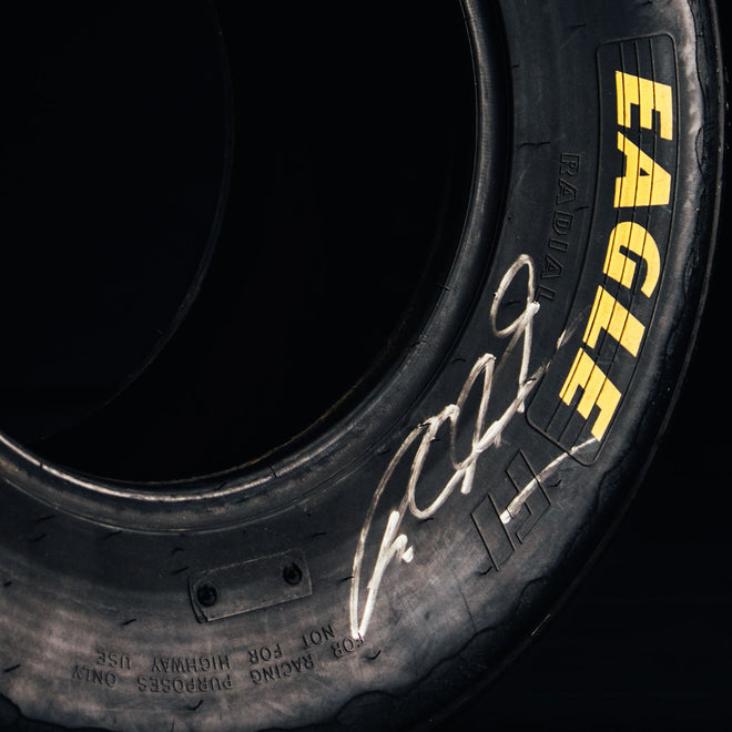 The Austin Auction LOT 064 - Michael Schumacher 1990s Goodyear Eagle F1 Slick Front Tyre - Signed