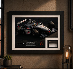 Authentic Mika Häkkinen 1998 Championship Edition race-used bodywork with commemorative photo, premium Formula 1 collector piece