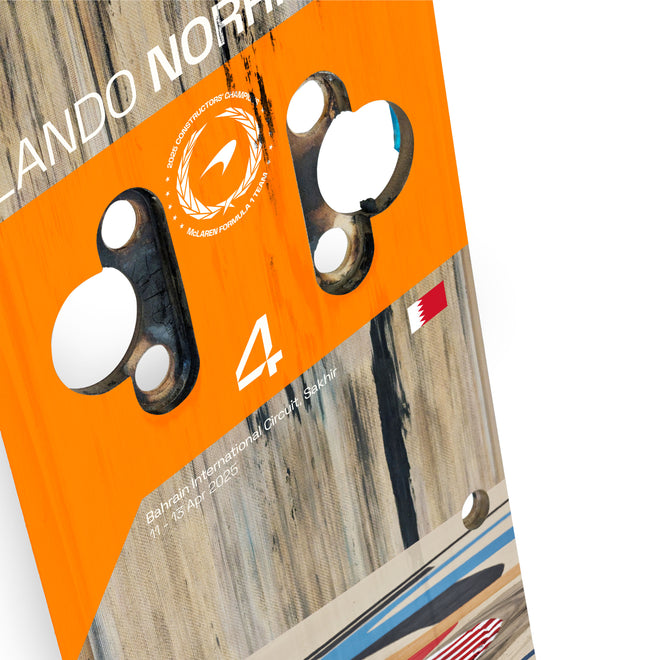 Lando Norris 2025 McLaren Formula 1 Team Grand Prix Used Front Skid Plank Wall Art - Bahrain GP