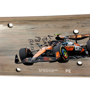 Lando Norris 2025 McLaren F1 Team Race Used Rear Skid Plank Wall Art - Japanese GP