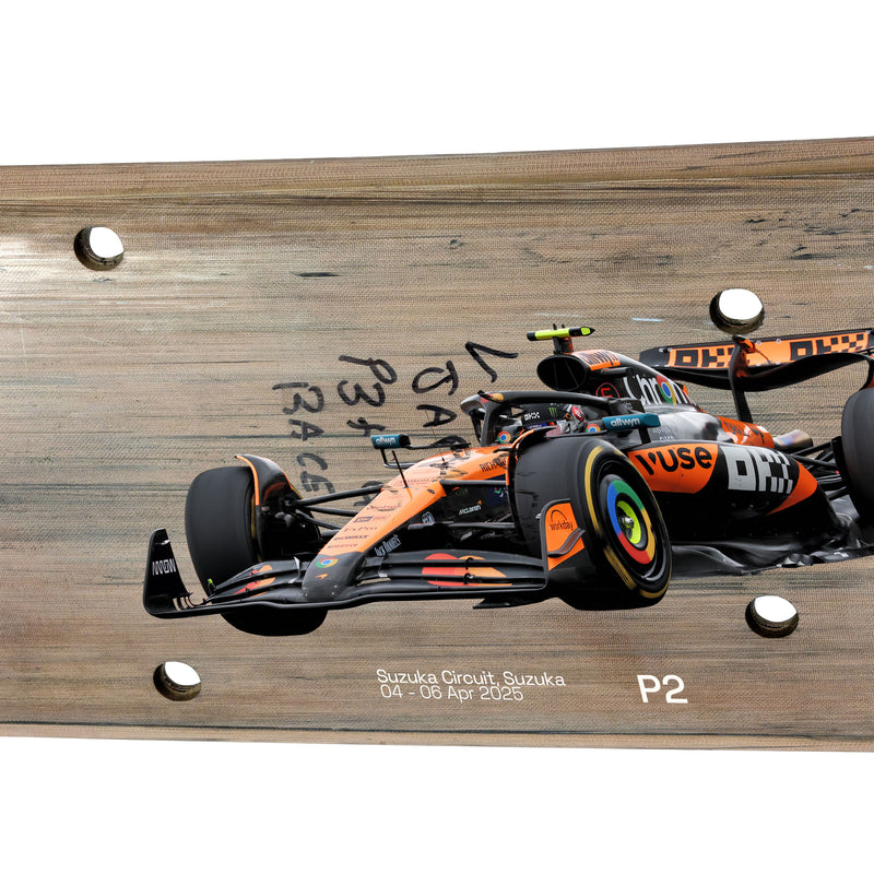 Lando Norris 2025 McLaren F1 Team Race Used Rear Skid Plank Wall Art - Japanese GP