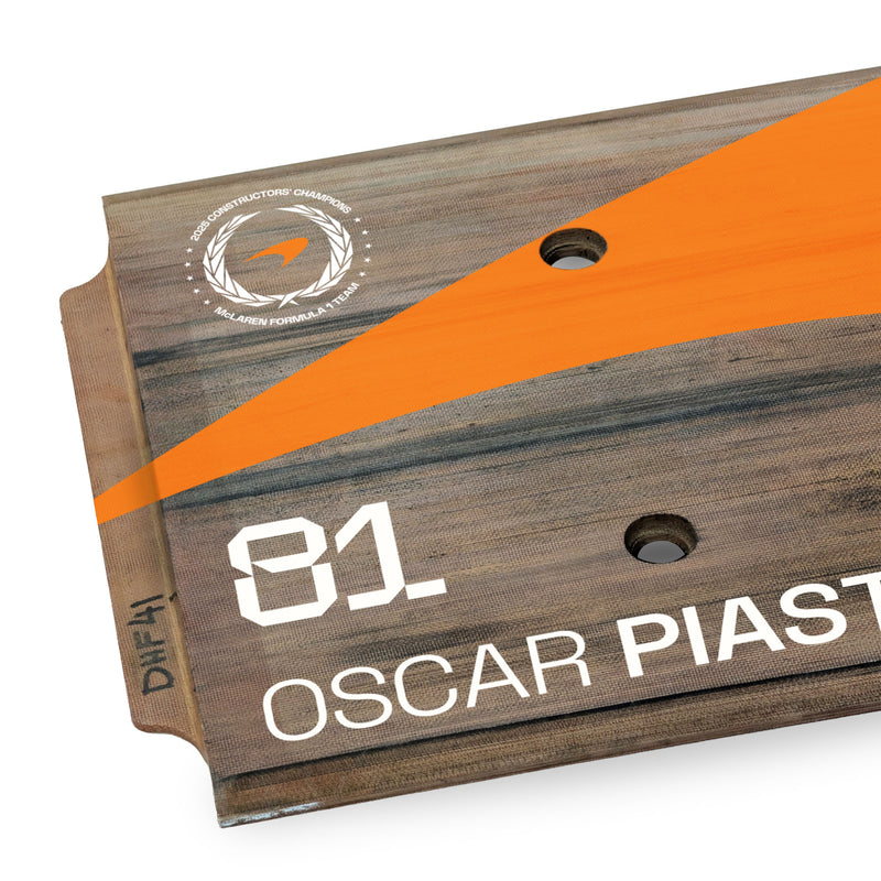 Oscar Piastri 2025 McLaren F1 Team Race Used Rear Skid Plank Wall Art - Japanese GP