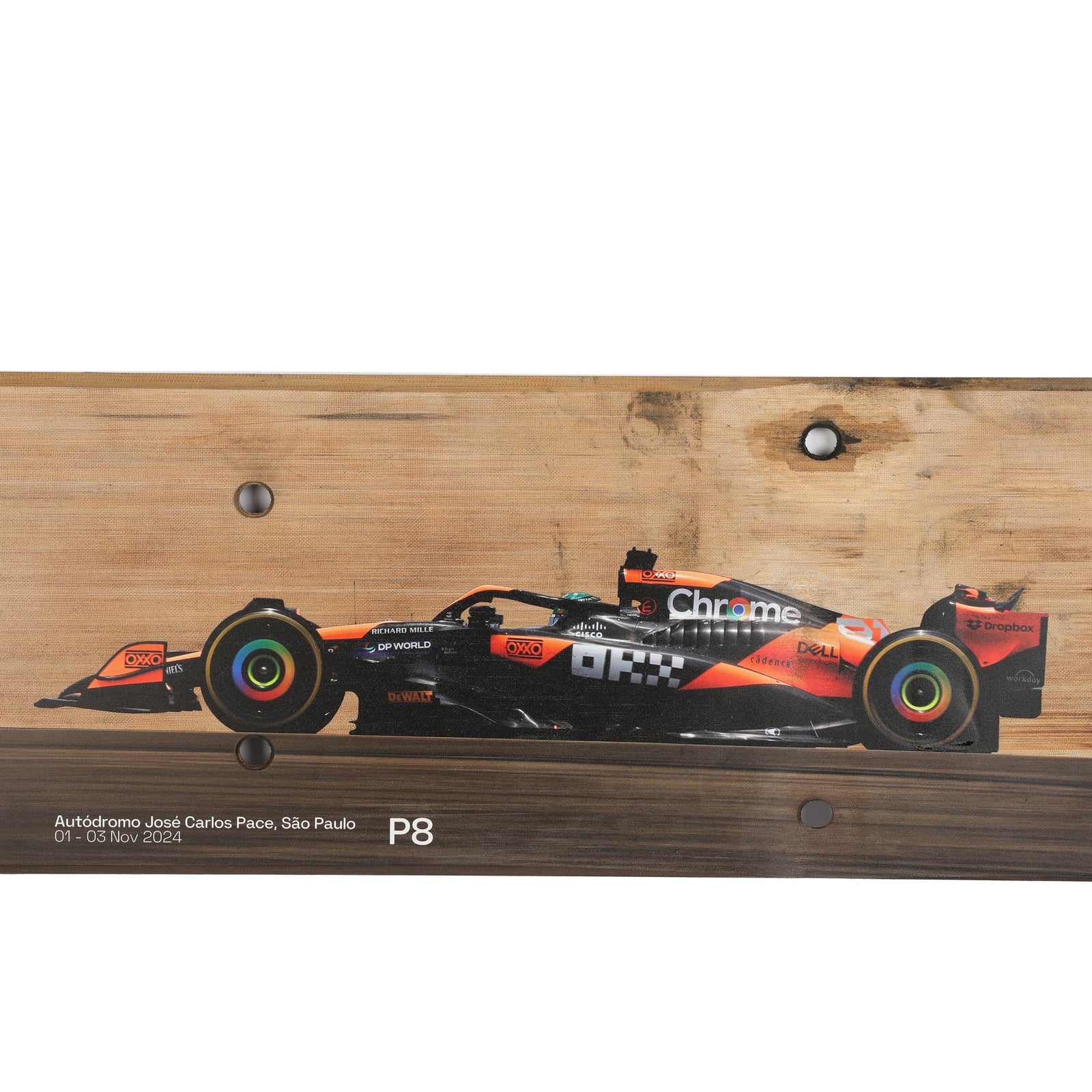 Oscar Piastri 2024 McLaren F1 Team Race Used Skid Plank Wall Art - Sao Paulo GP