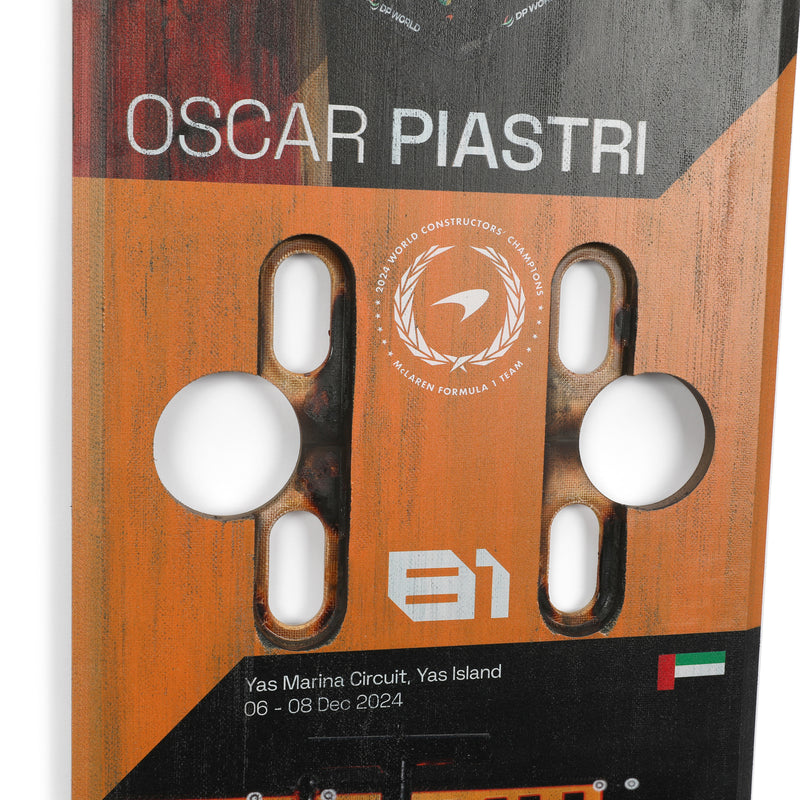 Oscar Piastri 2024 McLaren Formula One Team Grand Prix Used Front Skid Plank Wall Art - Abu Dhabi GP