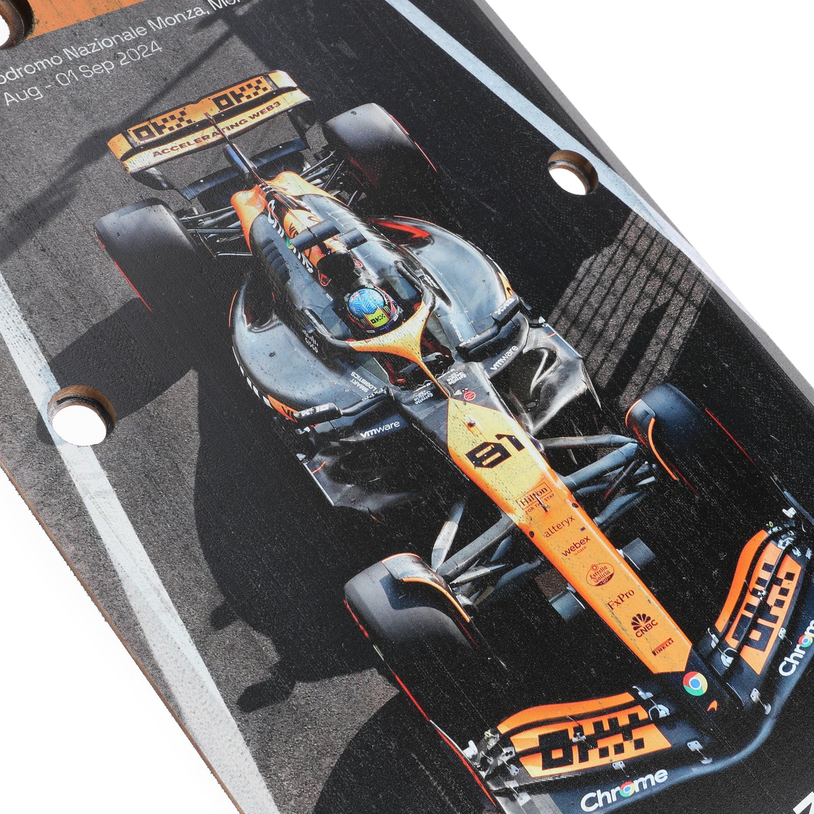 Oscar Piastri 2024 McLaren Formula One Team Grand Prix Used Skid Plank Wall Art - Front Section - Italian GP