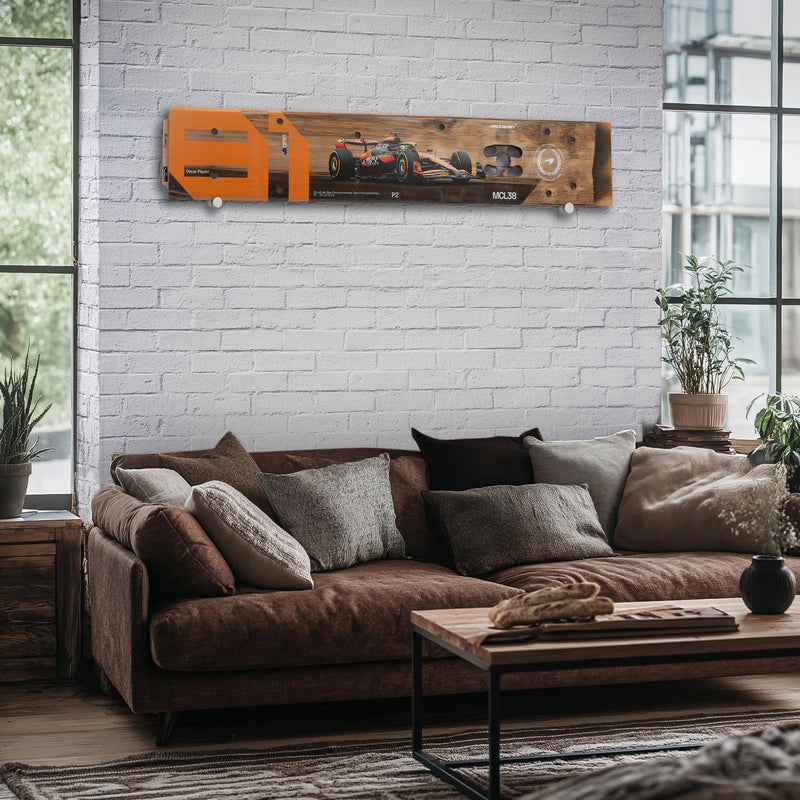 Oscar Piastri 2024 McLaren Formula One Team Race Used Rear Skid Plank Wall Art - Belgian GP