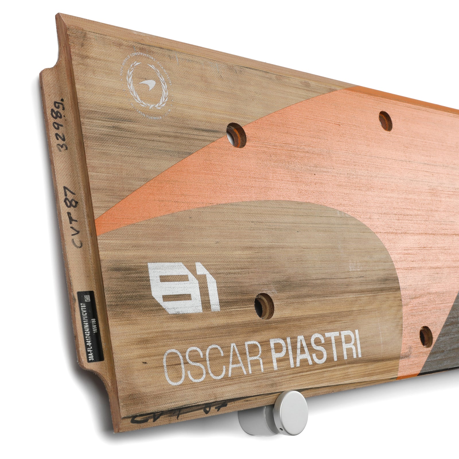 Oscar Piastri 2024 McLaren Formula One Team Grand Prix Used Rear Skid Plank Wall Art - Brazilian GP