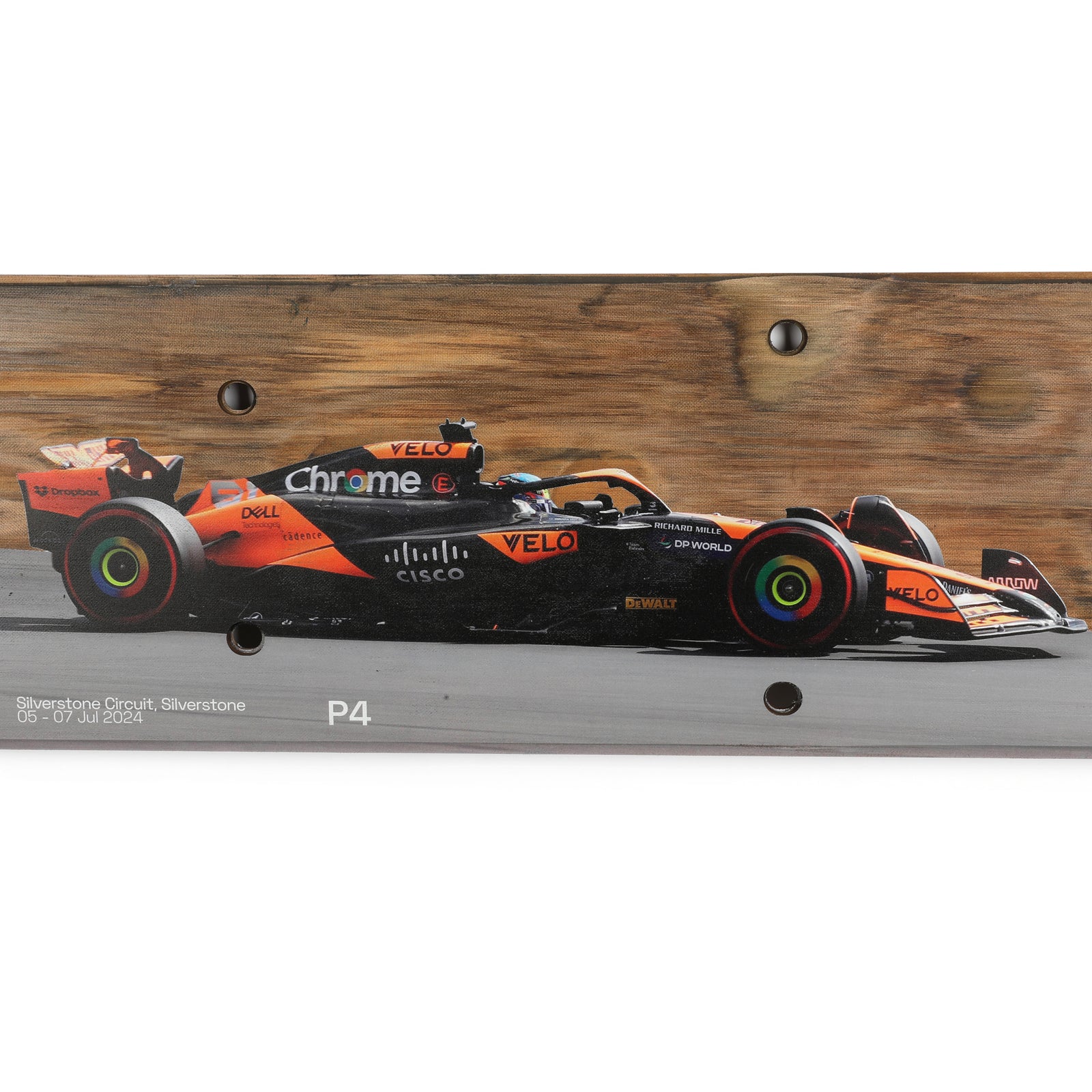 Oscar Piastri 2024 McLaren Formula One Team Race Used Skid Plank Wall Art - Rear Section - British GP