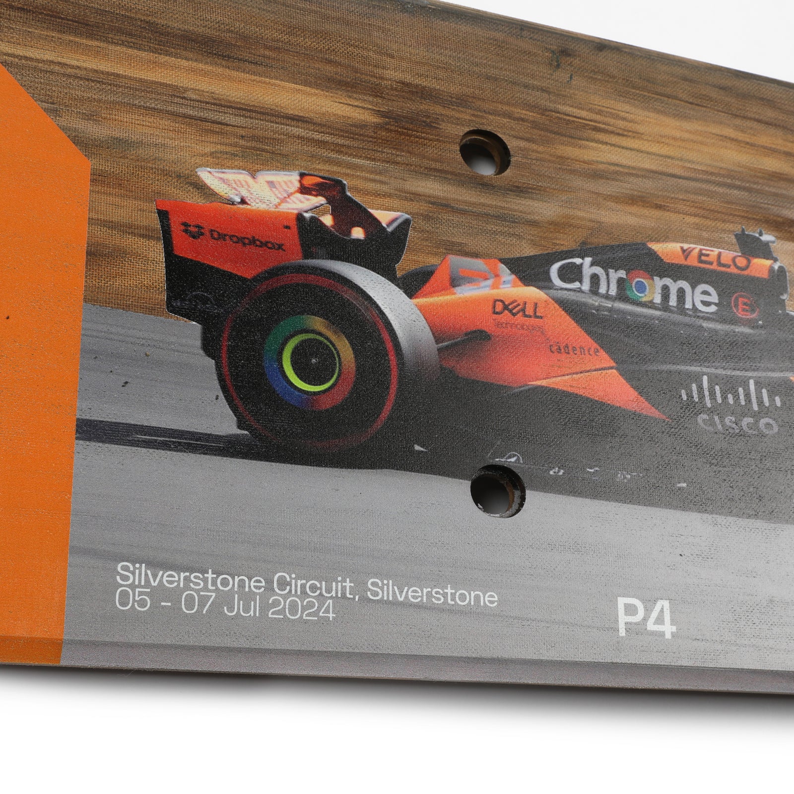 Oscar Piastri 2024 McLaren Formula One Team Race Used Skid Plank Wall Art - Rear Section - British GP