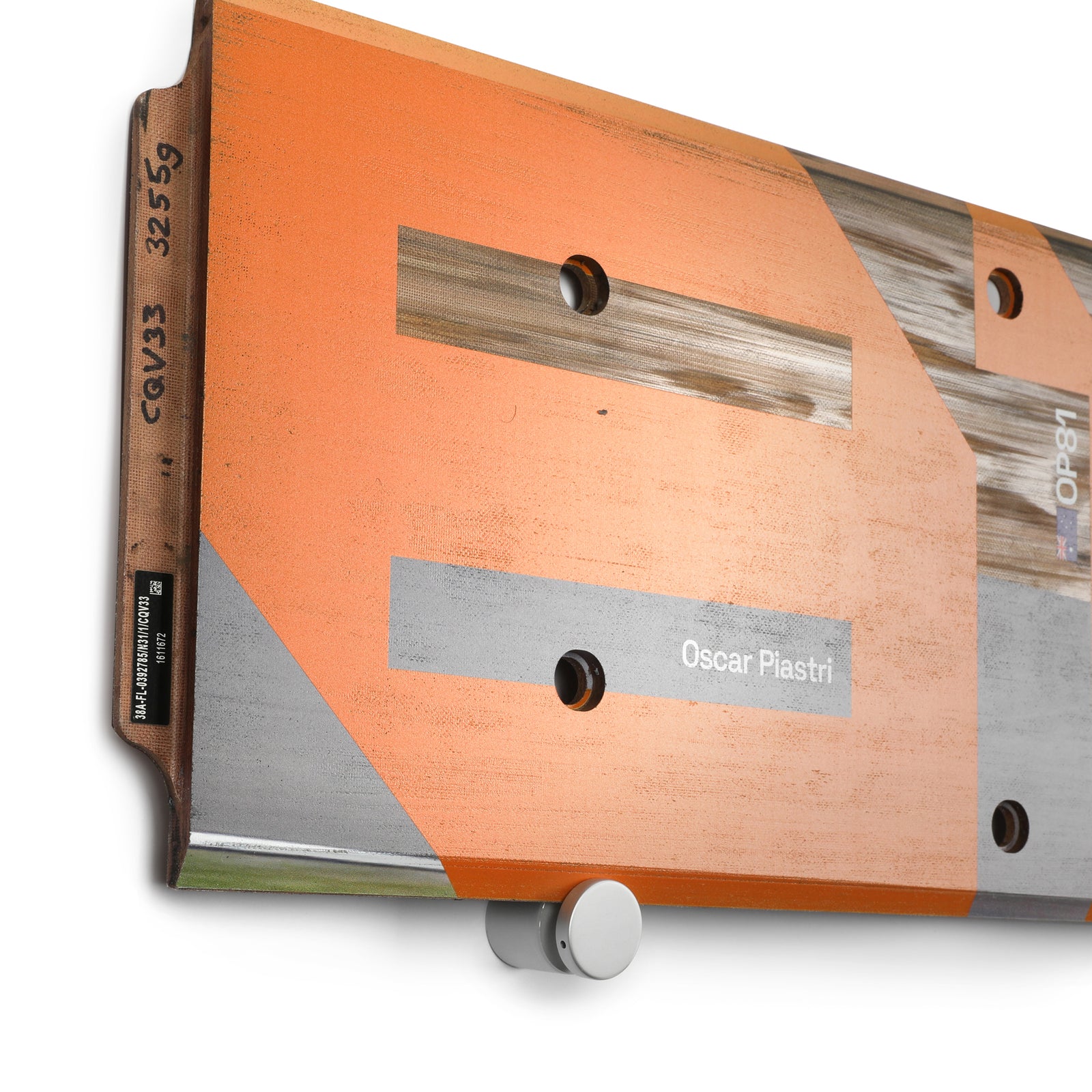 Oscar Piastri 2024 McLaren Formula One Team Race Used Skid Plank Wall Art - Rear Section - British GP