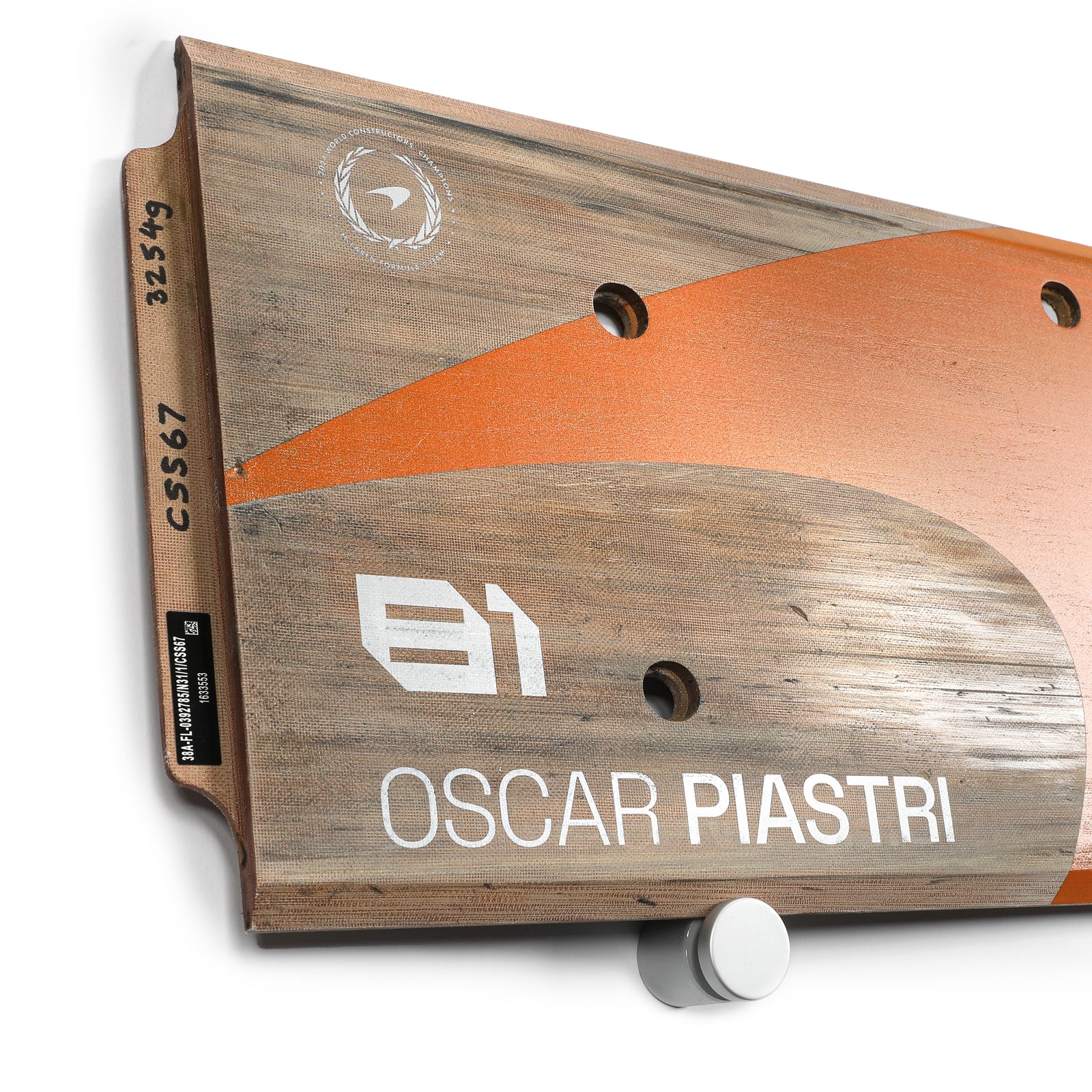 Oscar Piastri 2024 McLaren Formula One Team Grand Prix Used Rear Skid Plank Wall Art - Miami GP