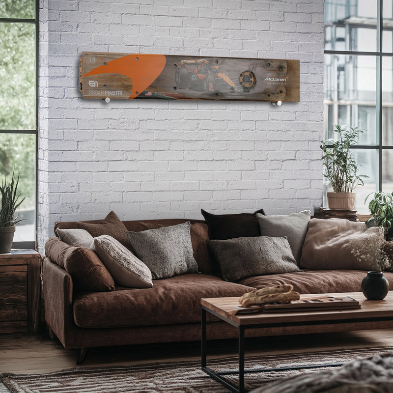 Oscar Piastri 2024 McLaren Formula One Team Grand Prix Used Rear Skid Plank Wall Art - Miami GP