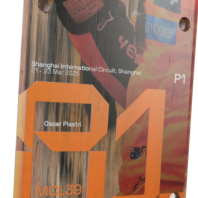 Oscar Piastri 2025 McLaren F1 Team Race Used Front Skid Plank Wall Art - Chinese GP