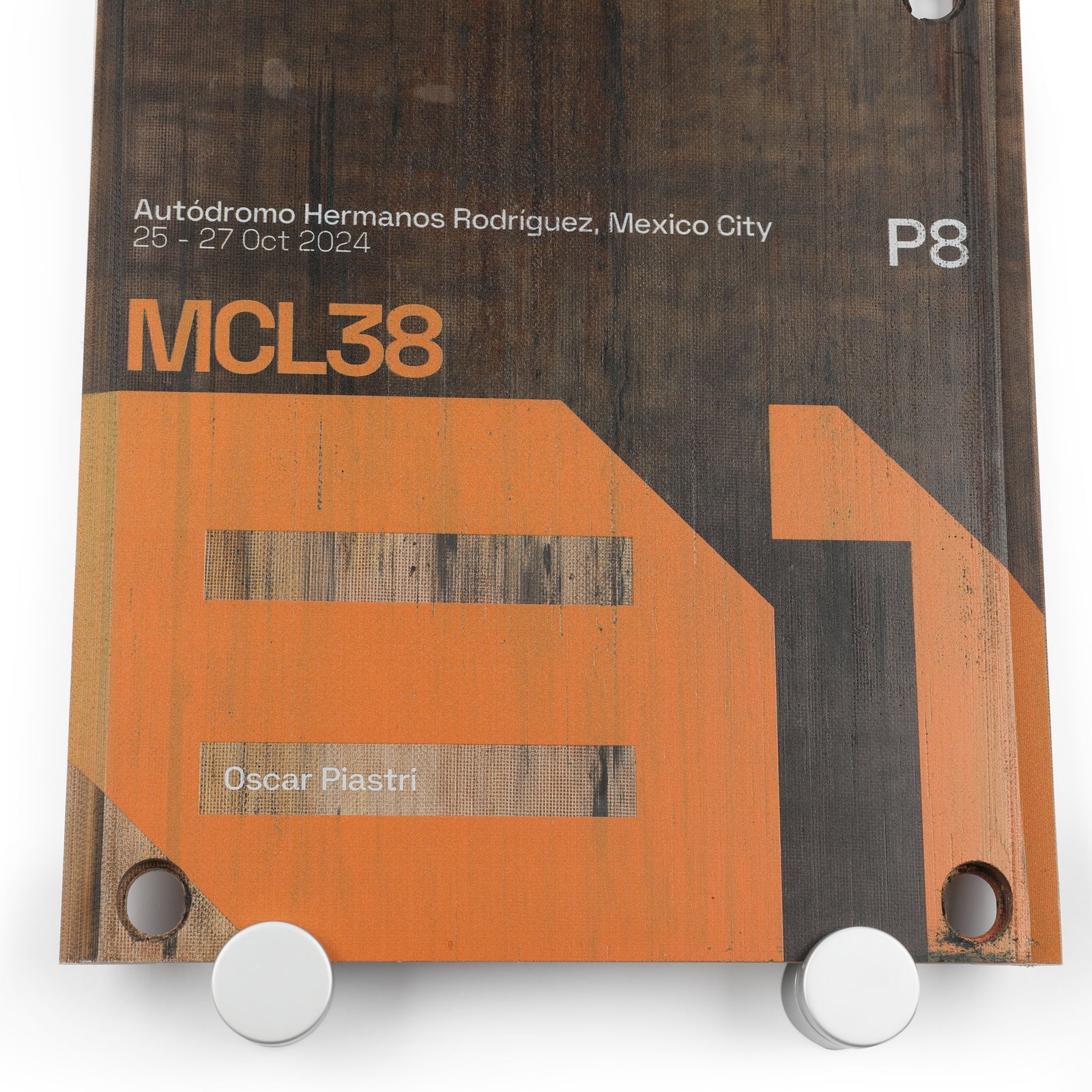 Auction LOT 006 - Oscar Piastri 2024 McLaren Formula One Team Race Used Front Skid Plank Wall Art - Mexican GP