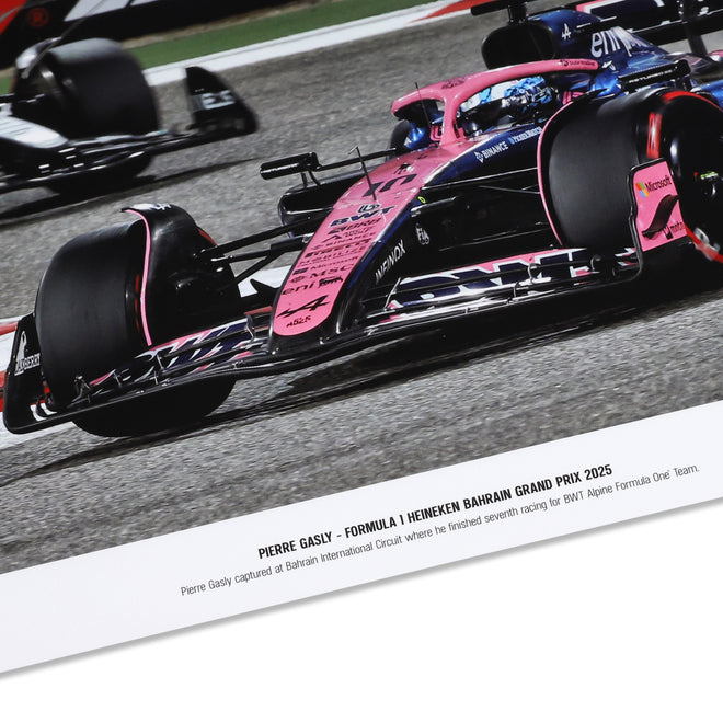 Pierre Gasly Signed 2025 BWT Alpine F1 Team Print - Bahrain GP