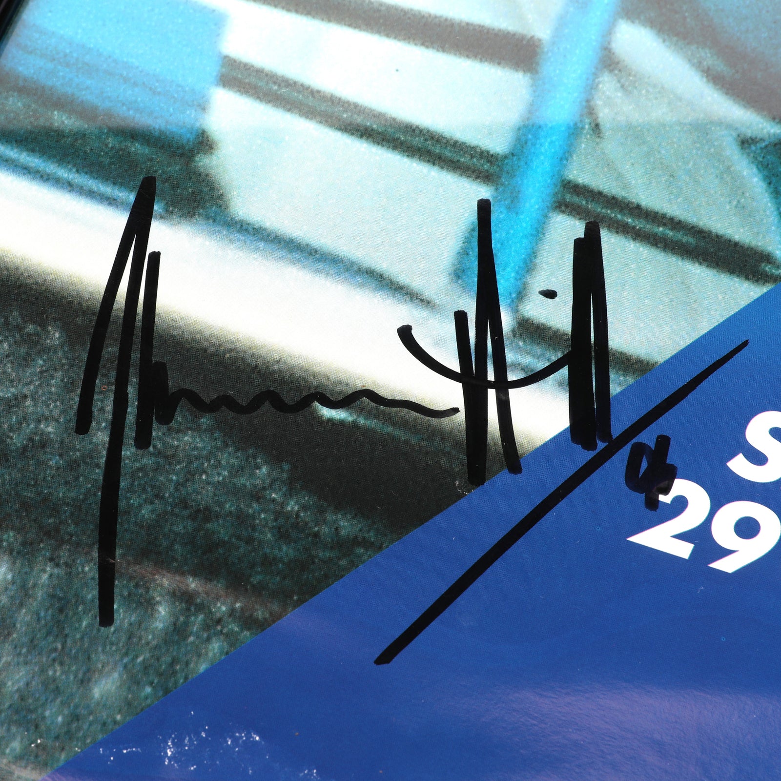 The Silverstone Auction LOT 022 - Poster 1996 Brazil GP- Schumacher, Villeneuve, Piquet, Hill & Berger Signed Framed