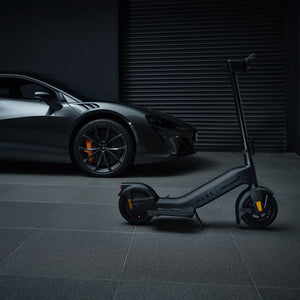 Pure x McLaren Black Edition electric scooter featuring McLaren-inspired styling, high-performance urban transport with premium finish