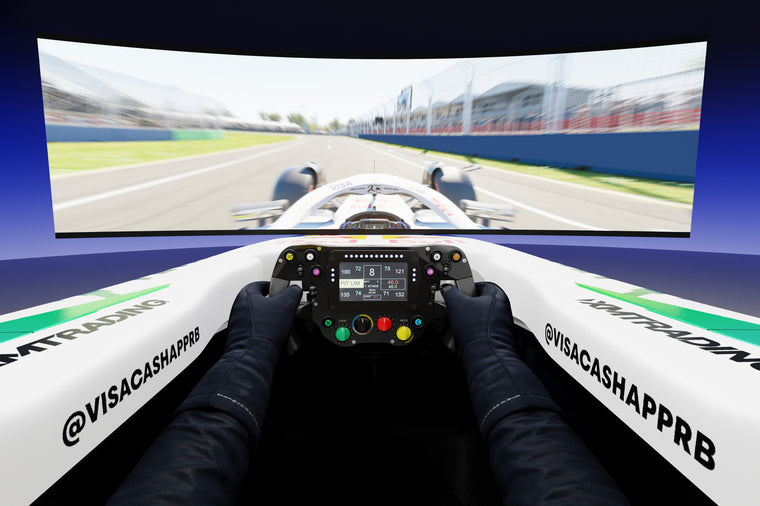 Premium VCARB FC Visa Cash App Racing Bulls Formula One® Team Motion Simulator from the 2026 season, Formula 1-inspired display for enthusiasts