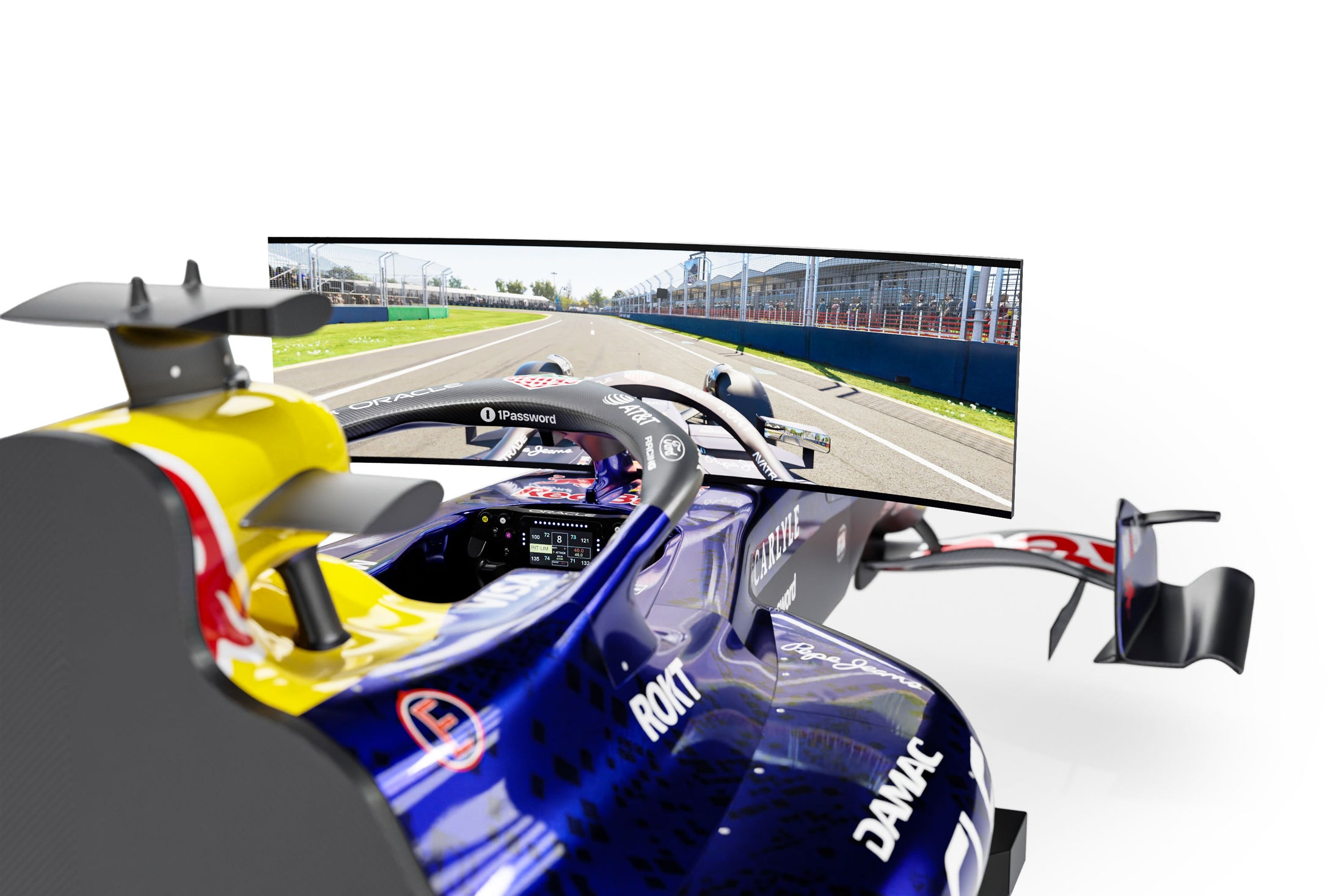 Red Bull Racing F1 Team simulator 2026 premium racing cockpit immersive motorsport simulation display